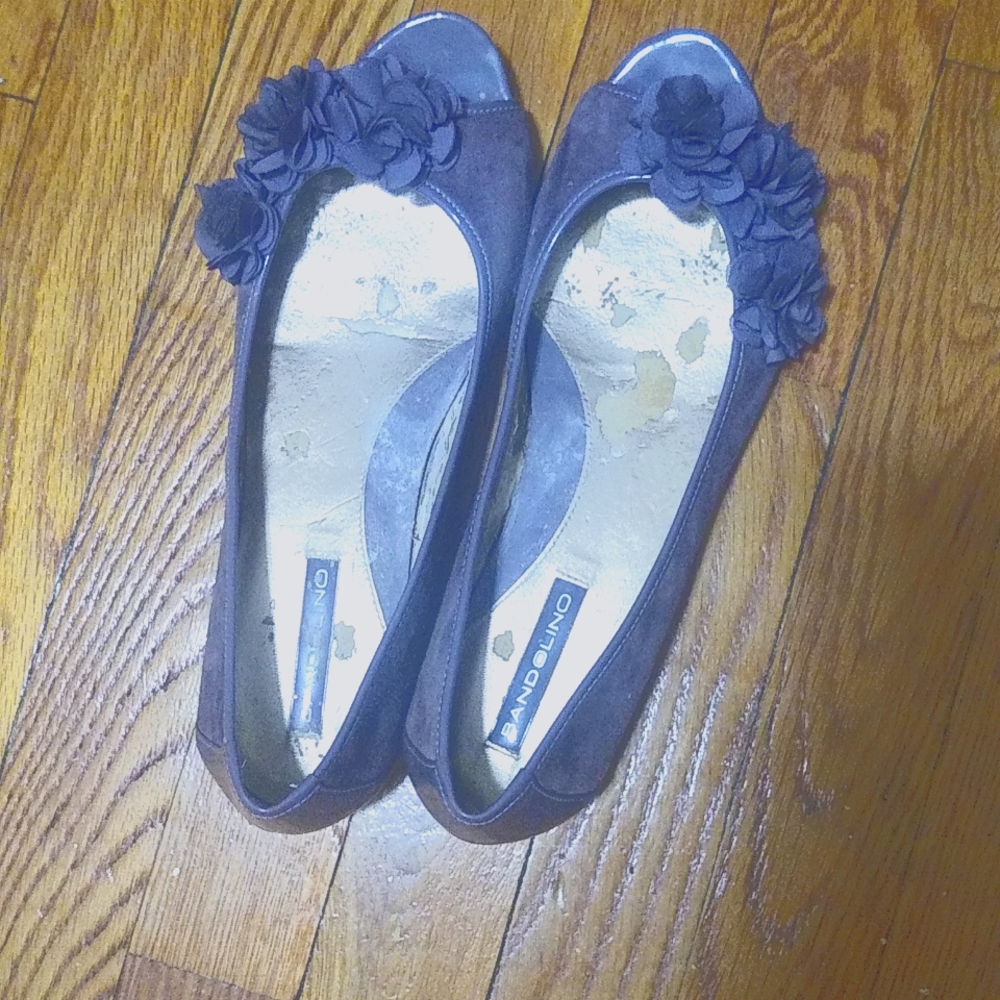 Bandolino purple flower peep-toe flats size 8